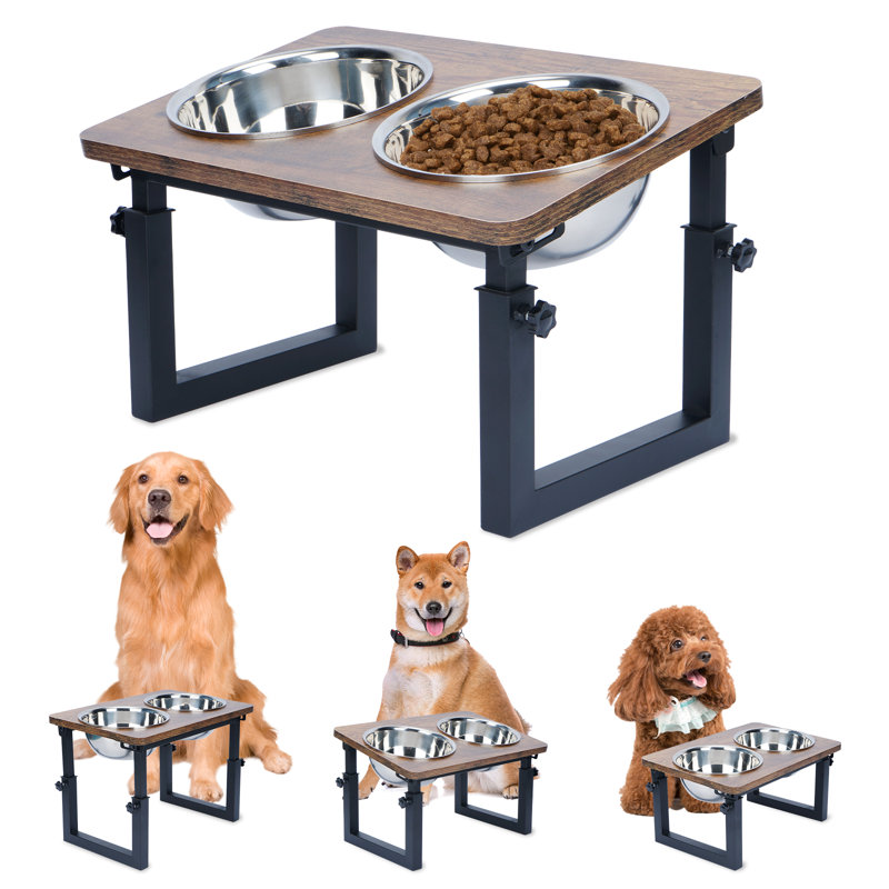 Elevated Dog Feeder With 2 Stainless Steel Bowls