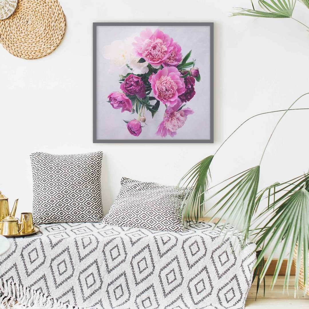 Gerahmter Grafikdruck Peonies Shabby Pink White