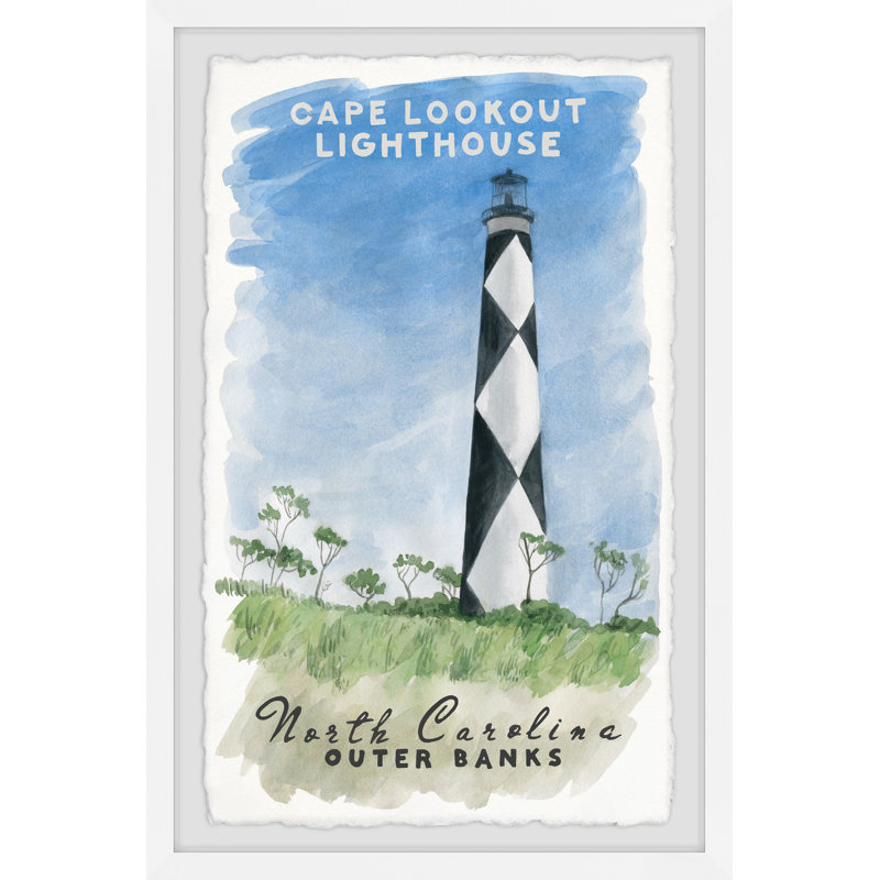 Phare du Cap - Reproduction d'annonces sur papier encadré, H 45 po x l 30 po x P 1,5 po