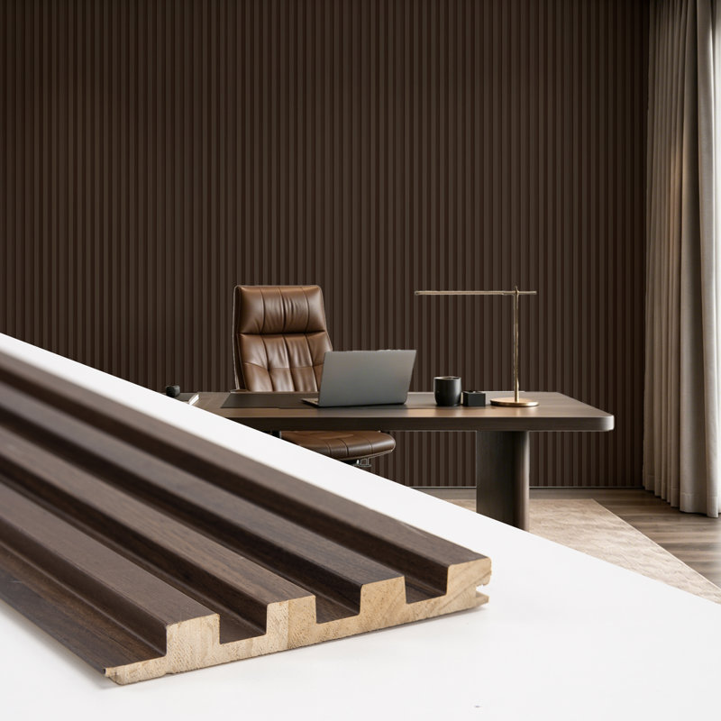 6 panneaux muraux en bois massif à lattes de 94,5 po x 5,7 po pour décoration de bureau et de plafond (22,44 pieds carrés / casier)