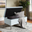Repose-pieds avec rangement en velours bleu Loft, H 17,3 po x l 35,2 po x P 17,41 po