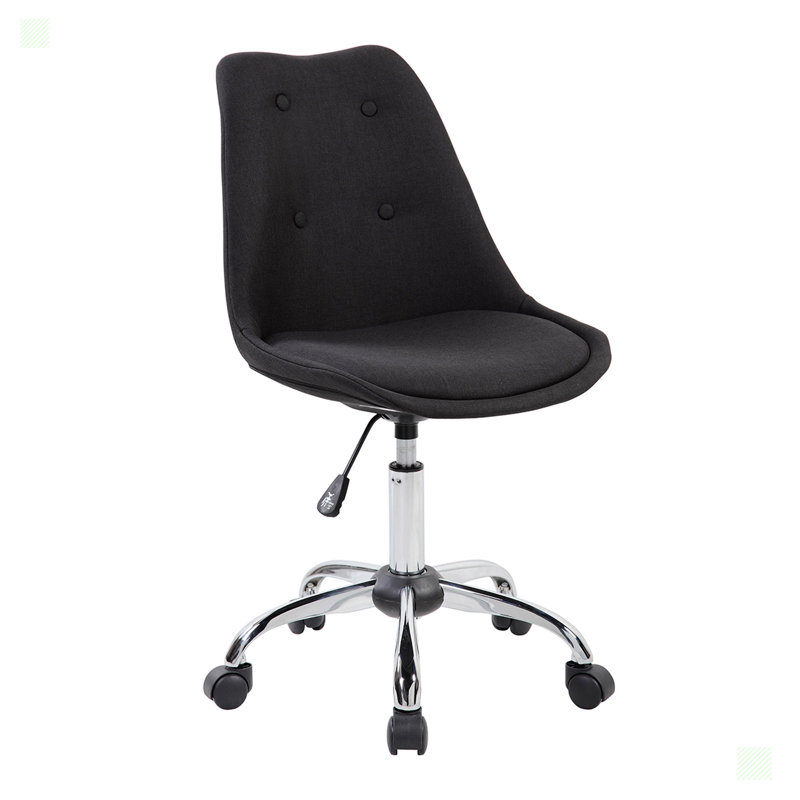 Elegant Black Fabric Swivel Task Chair with Tufted Design