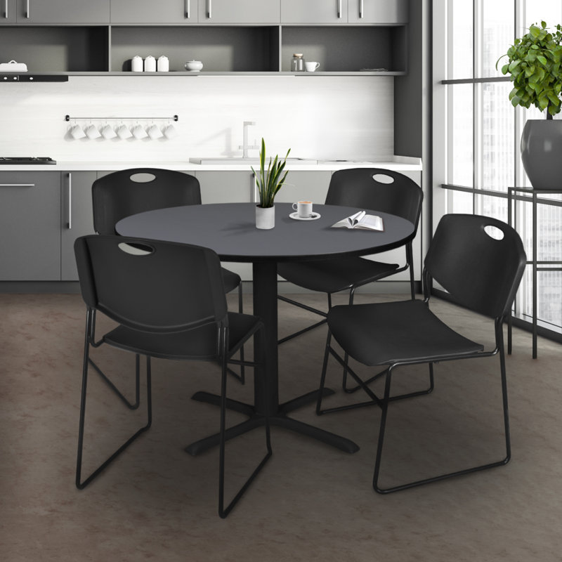 Neyland Cain Dining Table, Noir, H 29 po x l 48 po x P 48 po, Gris