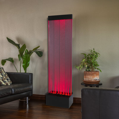 Bubble Wall Indoor Water Fountain, 72" with Color-Changing LED Lights and Remote, Black