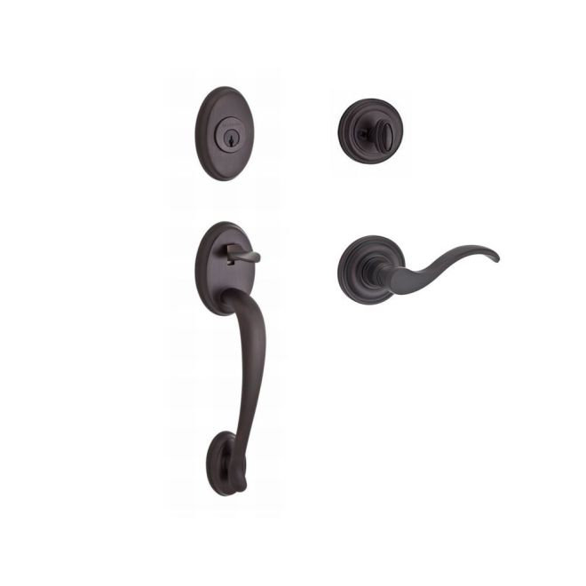 Columbus Handleset with Deadbolt and Door Lever and Rosette, Venetian Bronze, Right