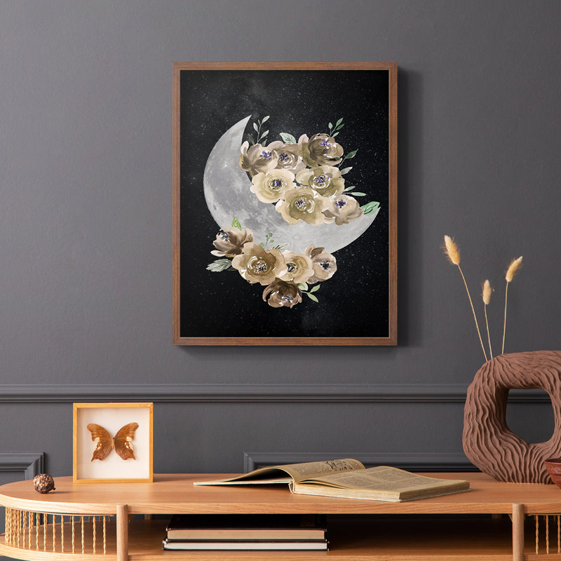 Reproduction encadrée de lune bohémienne - bois massif, H 28 po x l 22 po, Brun