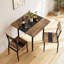 Ensemble table et chaises de salle à manger 3 pièces pour 2 personnes, structure en métal et plateau en MDF, plateau bicolore, brun et noir.-1270706357