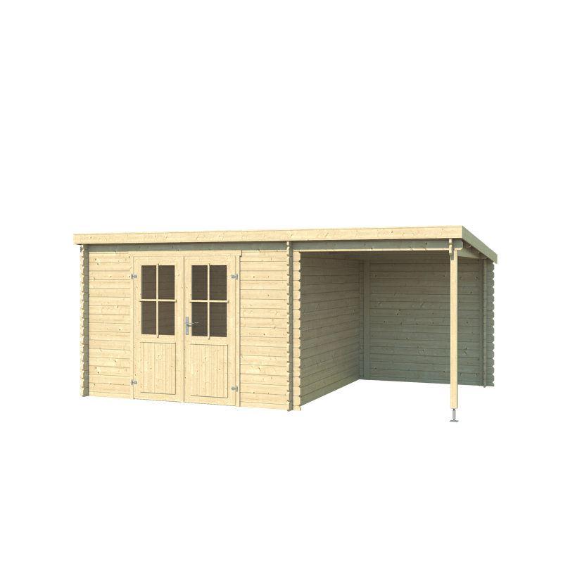 Lasita Tampa 10 x 10 Ft. Summerhouse With An Undercover Canopy (28mm), Tampa Natural Wood