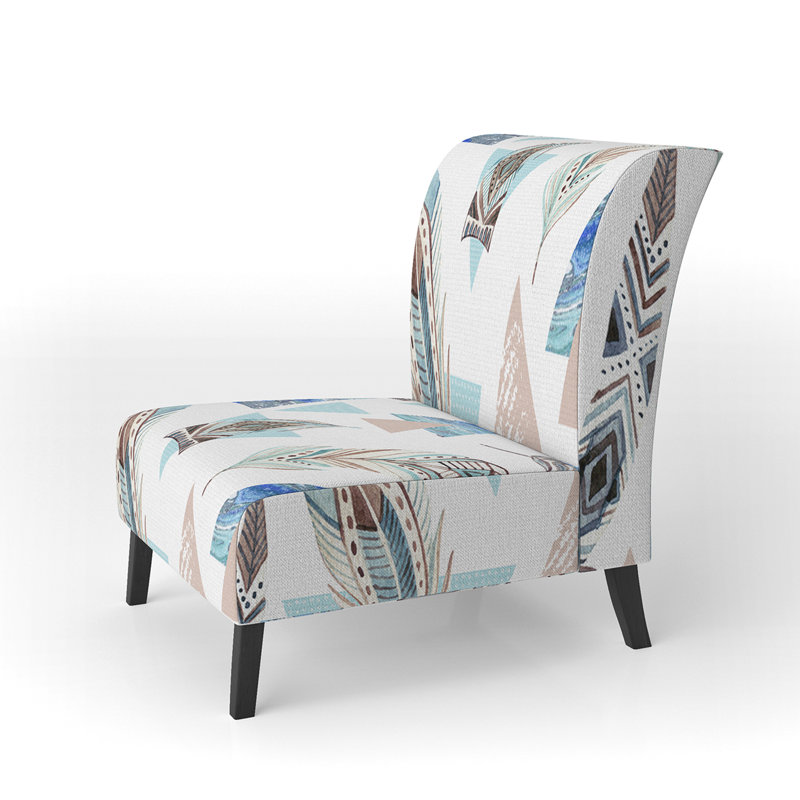 Fauteuil de chambre bleu et blanc à motif géométrique grunge
