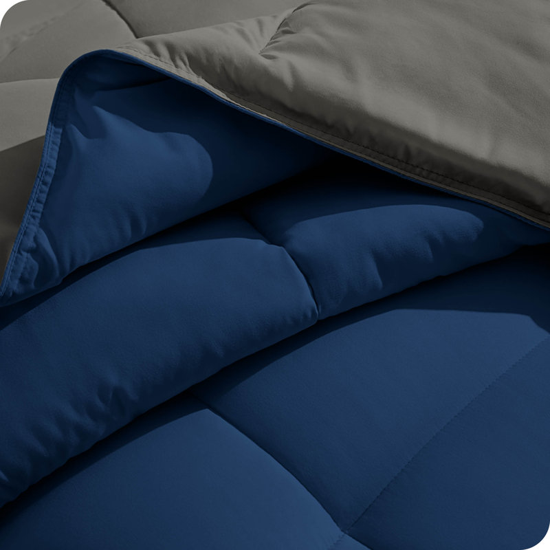 Twin Grey and Aqua Reversible Down Alternative Microfiber Comforter