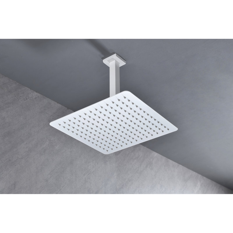 High Rain Shower Head - Bathroom Stainless Steel Water Saving Self-Cleaning White Rainfall Steel, Saving,, White