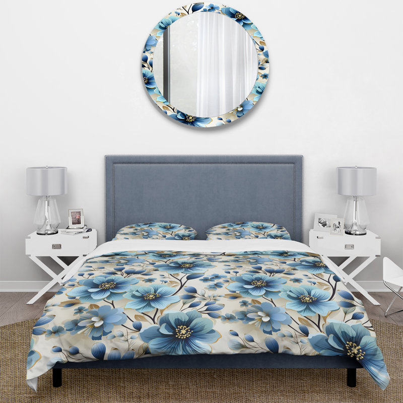 Ensemble de housse de couette floral en polyester microfibre Mettews, Housse de couette pour très grand lit et 2 très