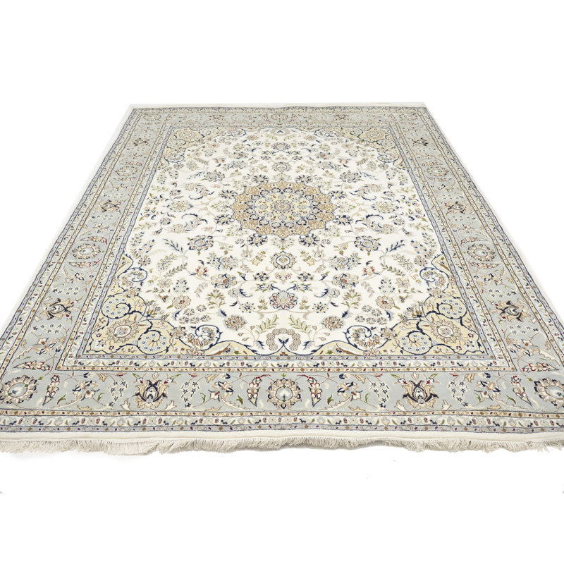 Tapis crème crème à motif oriental Indo-nain 8 x 10
