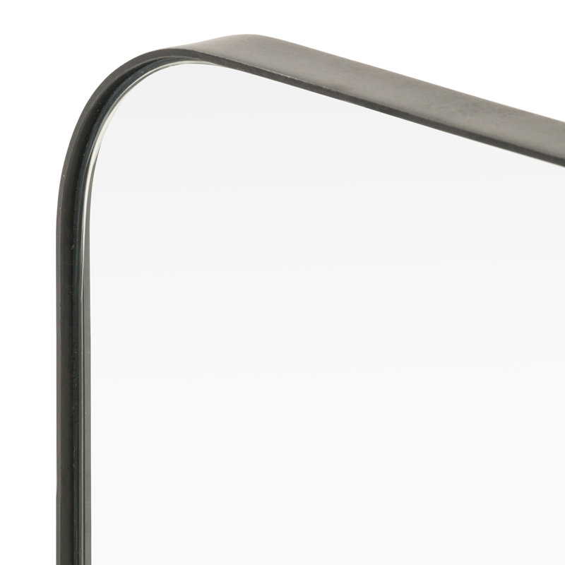 Bellvue Flat Metal Wall Mirror, 47.25" x 47.25", Dark Gray