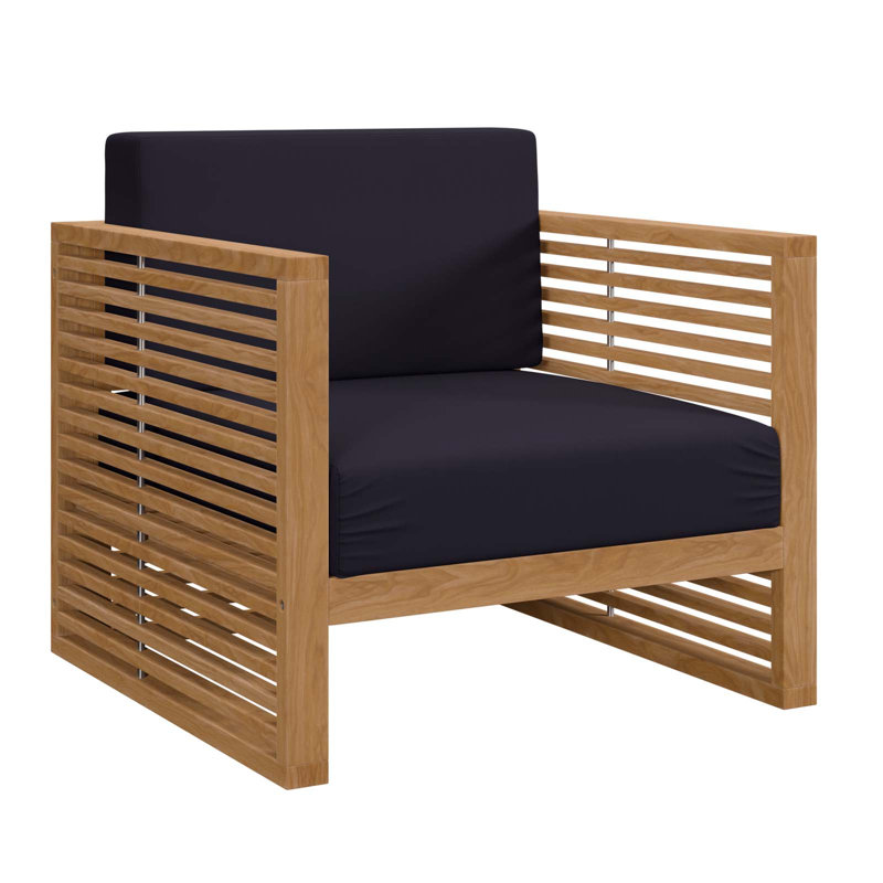 Teak Wood Outdoor Patio Armchair, Navy