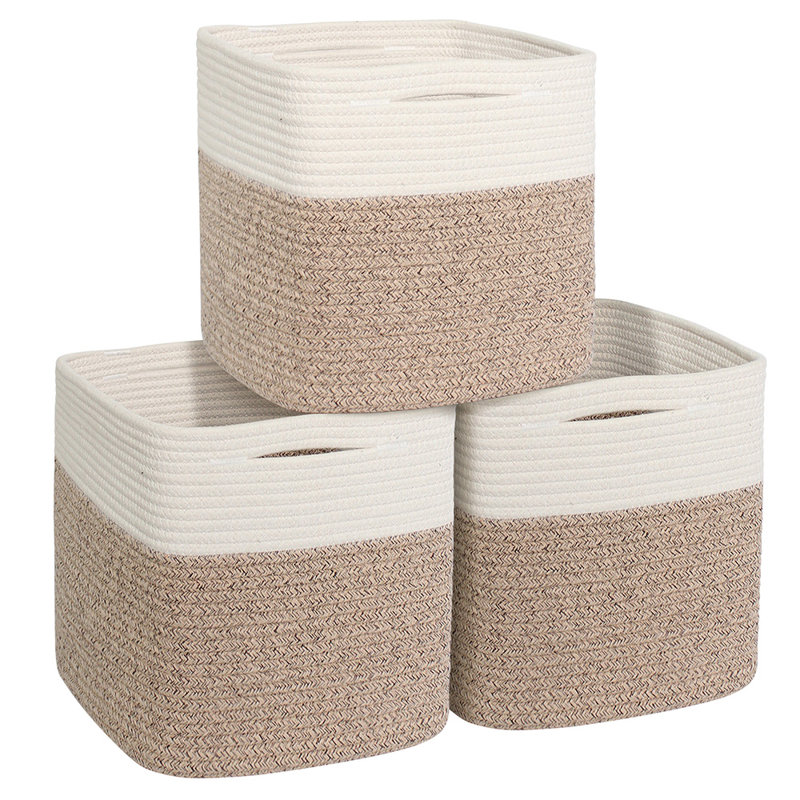  Dovecove 3-Pack Foldable Fabric Cube Storage Bins with Reinforced Handles, Collapsible Closet Organizer Bins for Shelves, Clothes and Toys (Set of 3)