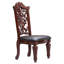 Chaises d'appoint en cerisier brun pour 2 personnes - Coussin de siège rembourré en PU avec garniture cloutée, tablier en bois sophistiqué à motif floral moulé, pieds fuselés 2-2128248042-2128248040