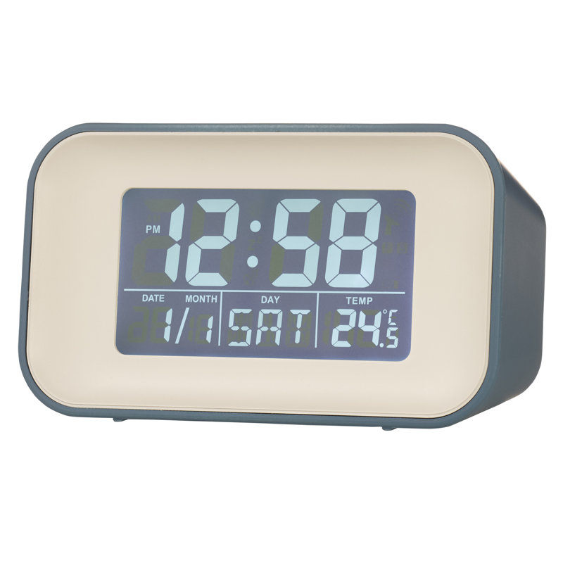 Acctim Alta Retro Digital Alarm Clock Crescendo Alarm Date & Temperature Display, Storm Blue