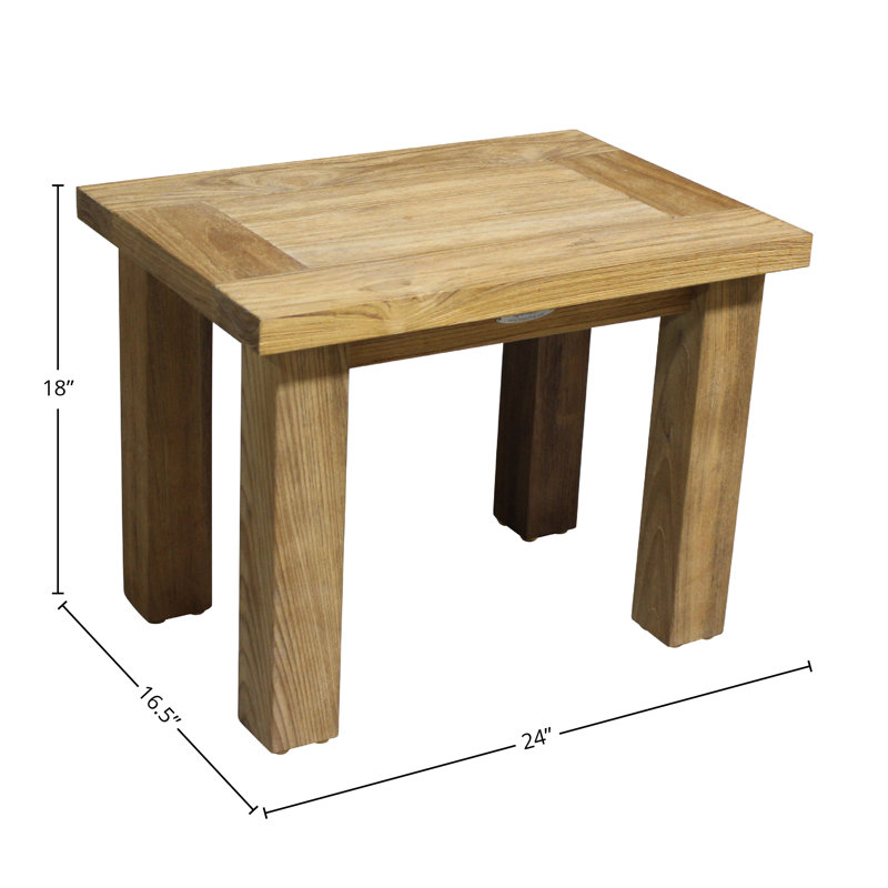 Banc d'extérieur en teck Jaterious, H 18 po x l 24 po x P 16,5 po