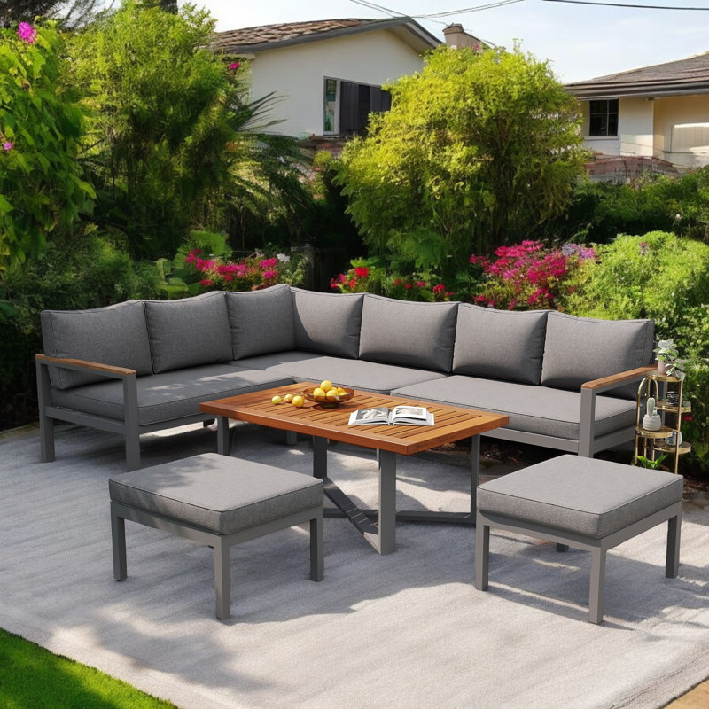 Wicker 7 - Person Garden Lounge Set with Cushions