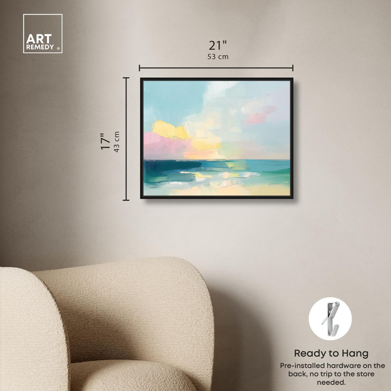 Art Remedy, impressions côtières, toile, lever de soleil, bord de mer I, Noir, noir, noir, noir, H 21 po x l 17 po x P 1,8 po
