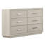 Commode 1 pièce à 6 tiroirs gris clair en acacia massif