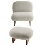 Loyal Boucle Fabric Accent Chair And Ottoman Set