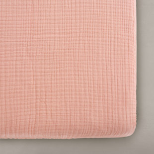 Oilo Studio – Organic Rosette Pink Muslin Fitted Crib Sheet, Ultra-Soft & Breathable, Snug Fit for Standard Cribs & Toddler Beds