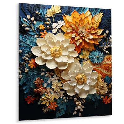 Décoration murale abstraite en métal orange sarcelle tourbillon II