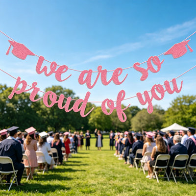 We Are So Prouds Of You Graduation Banners Glitter Congrats Grad Garland For Graduation Party Decorations High School College Grad Party Supplies
