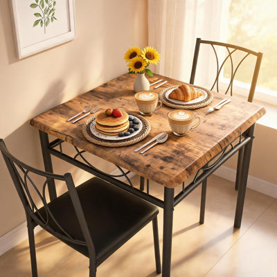 Ensemble de table et de chaises pour 2 personnes avec structure en métal