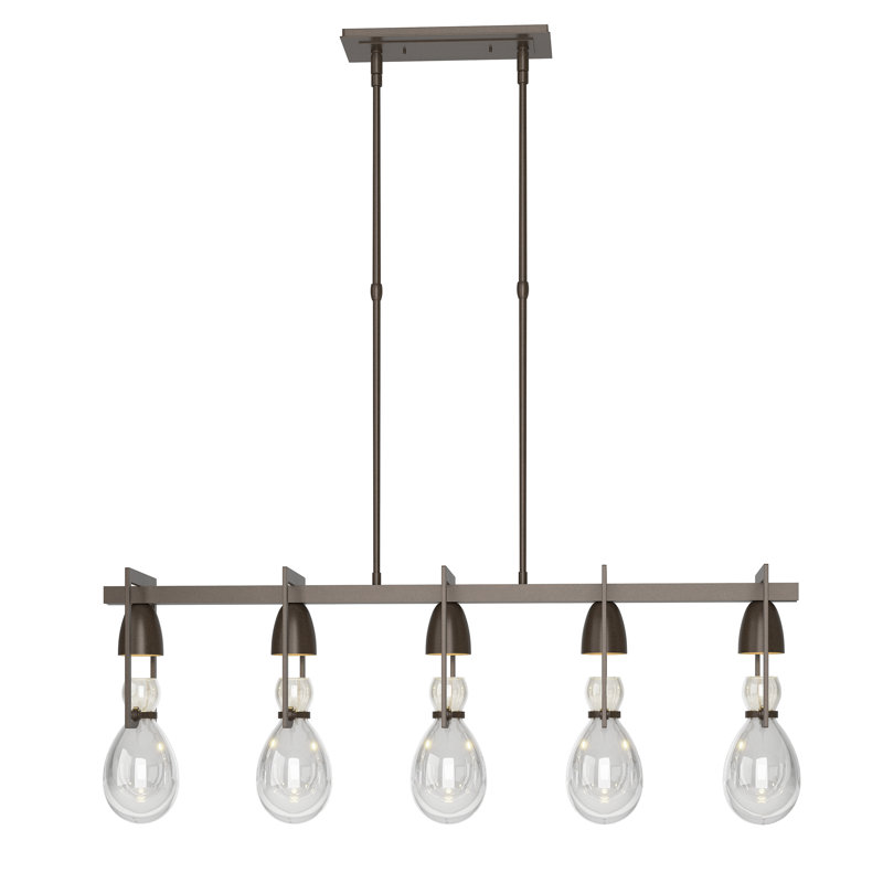 Apothecary 5 - Light Kitchen Island Linear Pendant, Natural Iron