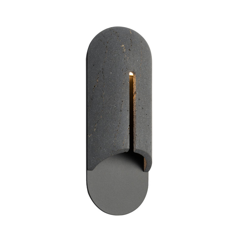 Clog Dimmable 3500K LED Outdoor Wall Light With Colour Temperature Switch (2700K/3000K/3500K/4000K), Basalt Stone/Black