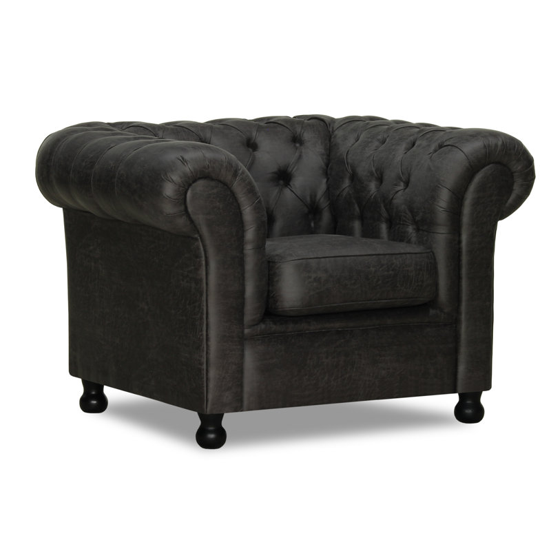 Samuel Upholstered Chesterfield Chair, Charcoal