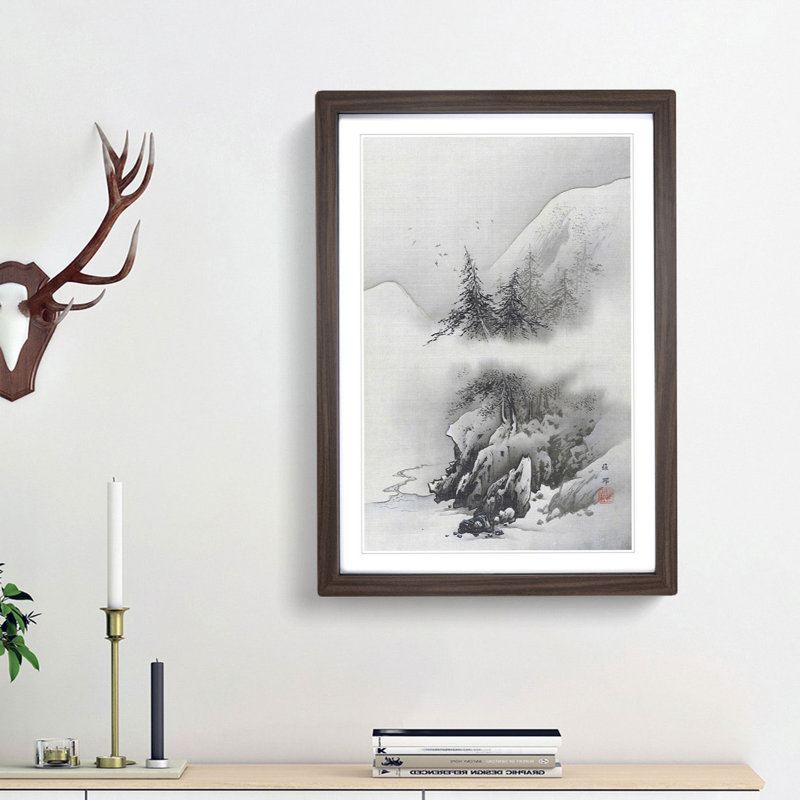 Snow Landscape by Hashimoto Gaho - Picture Frame Painting Print, 48cm H x 36cm W x 2cm D, Walnut Framed