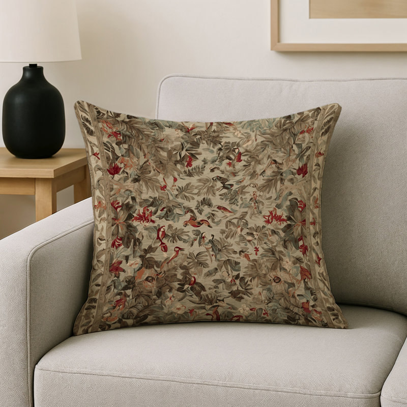Coussin décoratif intérieur et extérieur Modern, Carré 20 po, Brun floral 54