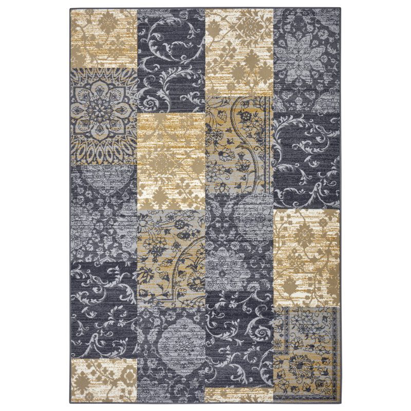 Grey/Mustard Area Rug, Rectangle 200 x 290cm