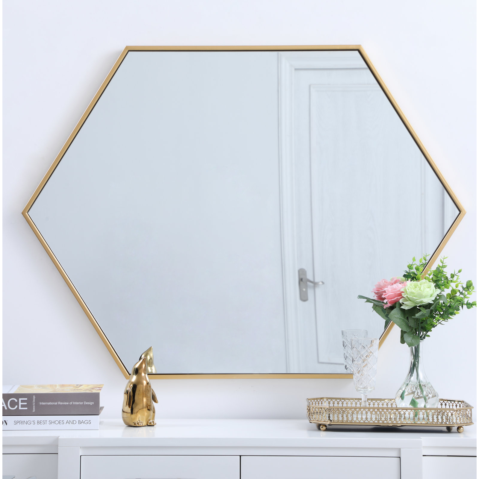 Sabine Accent Mirror, Brass, 35" H x 41" W