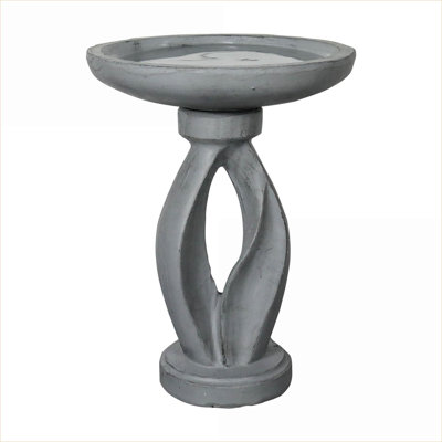 Bird Baths, 21.8" Tall Modern Concrete Bird Bath for Garden Yard Patio | Gray | Concrete Cement
