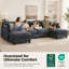 Oversized Modular Sectional Sofa, 4 Seat U shaped Cloud Sectional Couch with 2 Ottomans-350572834
