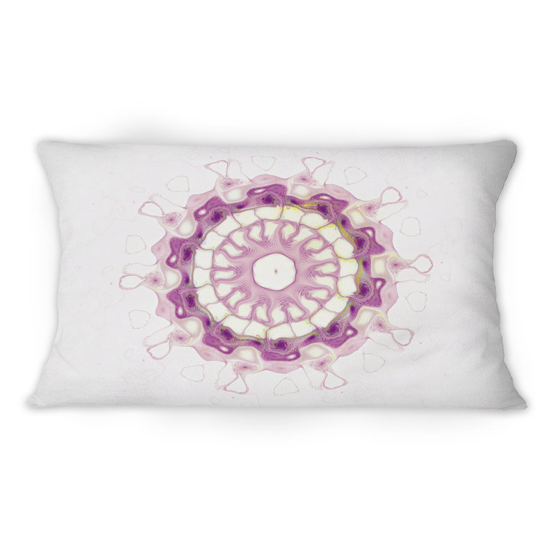 Coussin rose à imprimé Mandala futuriste rose
