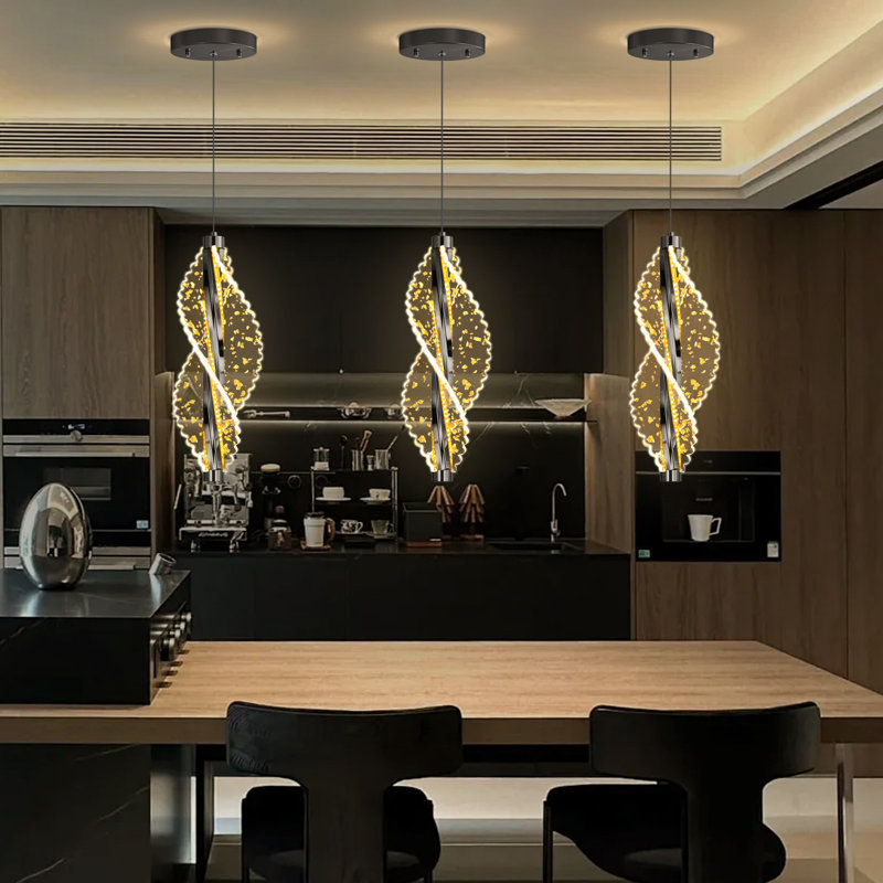 Lustre moderne 1 lumière en acrylique à DEL noir, 720 Lumens, 59" H x 4.7" W x 4.7" D, Matte Black
