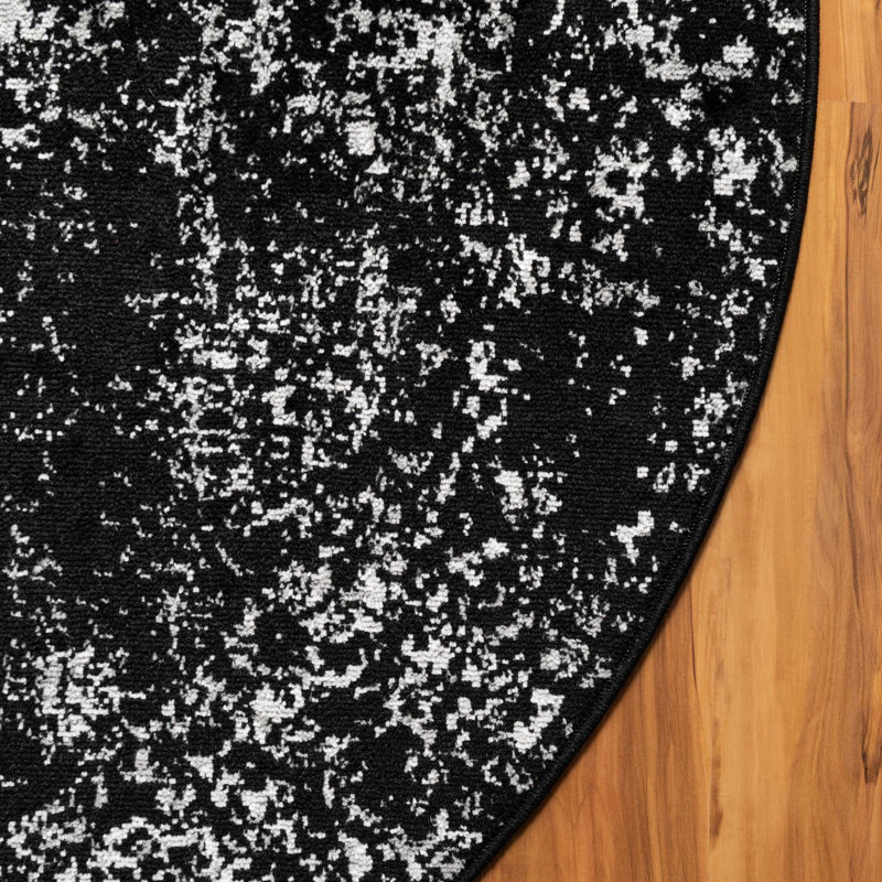 Tapis à motifs floraux Brandt, Tapis de couloir 2 pi x 9 pi 10 po, Non, Noir
