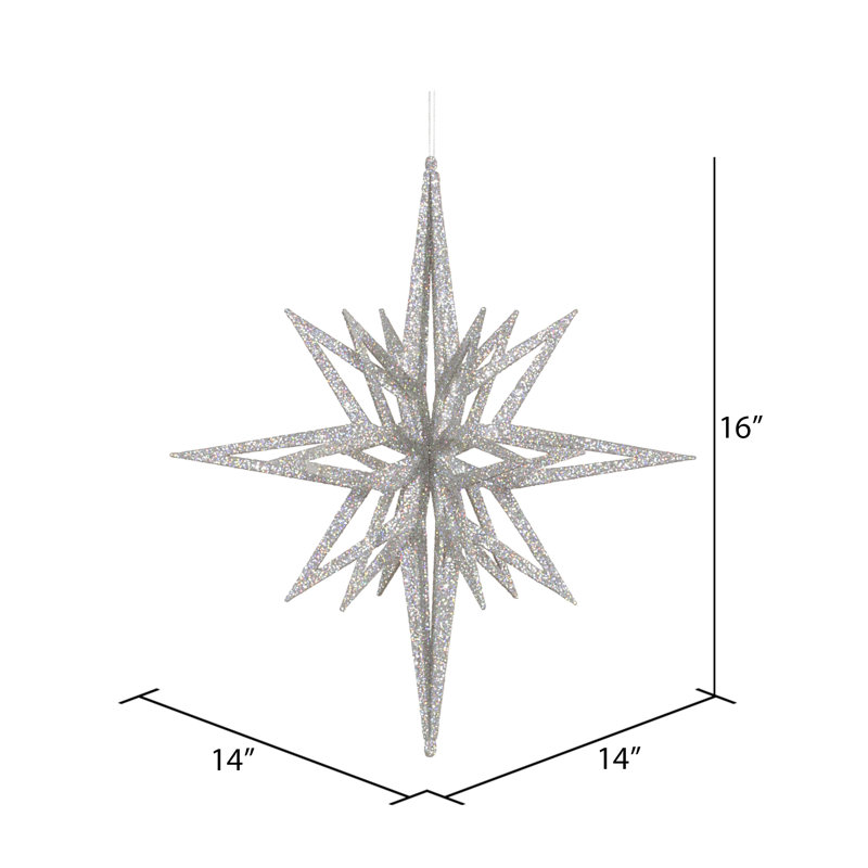 Ornement en forme d'étoile scintillante 3D, Argent, H 16 po x l 14 po x P 14 po