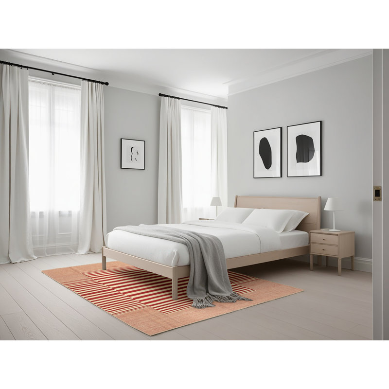 Tapis de zone rouge contemporaine, Rectangle 5 pi x 7 pi