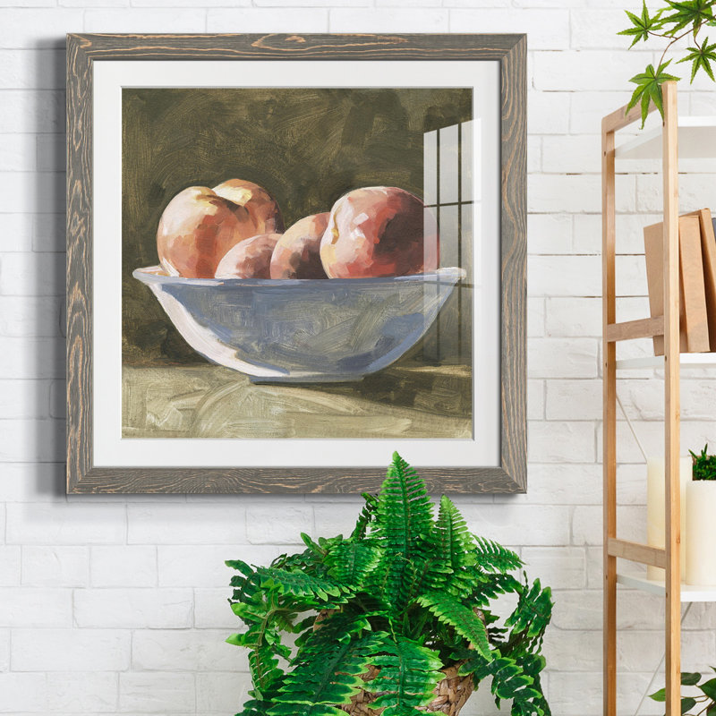 «Bowl of Peaches I-Premium», reproduction encadrée prête à être accrochée, H 27,5 po x l 27,5 po x P 1,5 po, Cadre gris