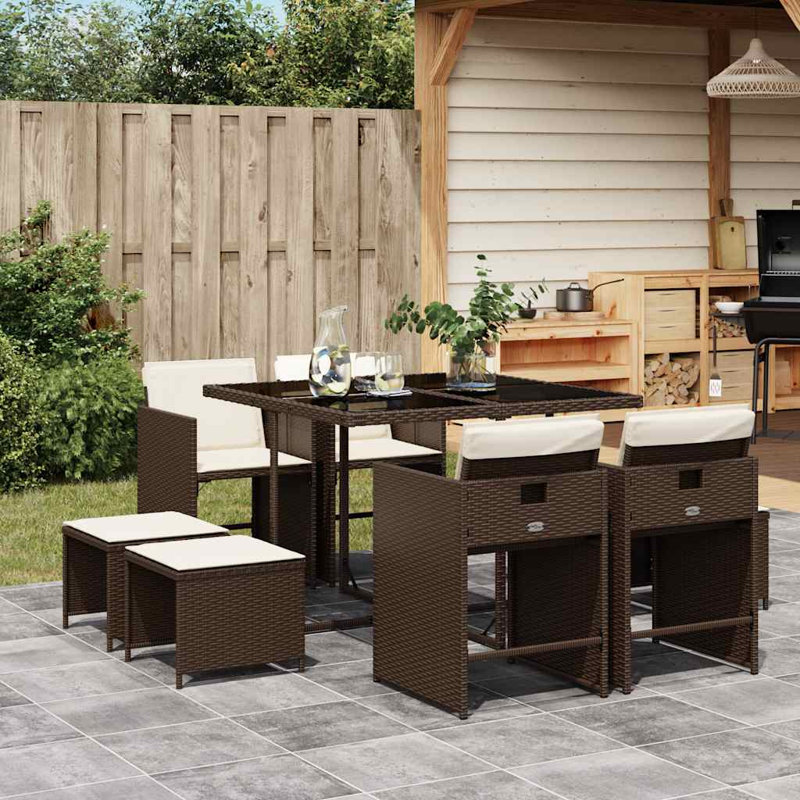 Patio Dining Set with, Cream White, Brown