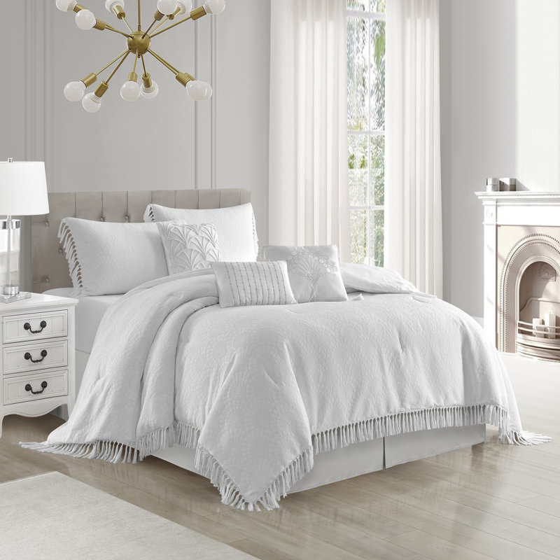 Kilanny 7 Piece Bohemian Bedding with Tassels, King Comforter + 6 Additional Pieces