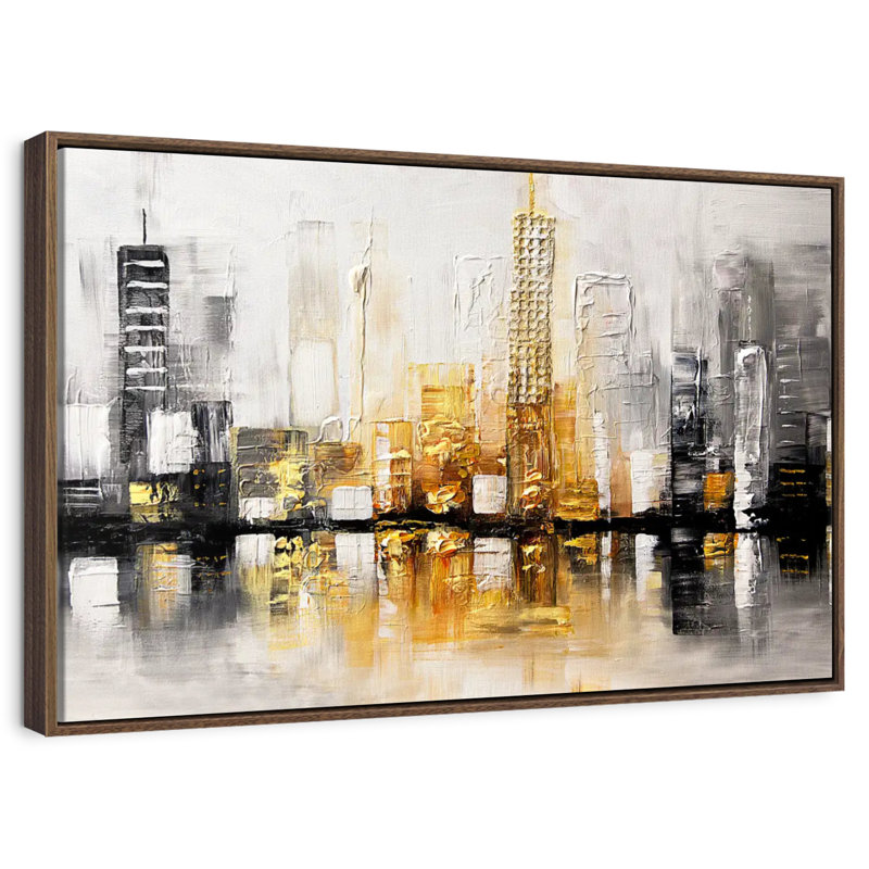 City View I, Cadre flottant en noyer, 43 po x 29 po