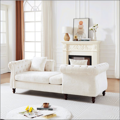 Chaise longue d'intérieur en chenille de 81 po avec coussins et motif Guesno